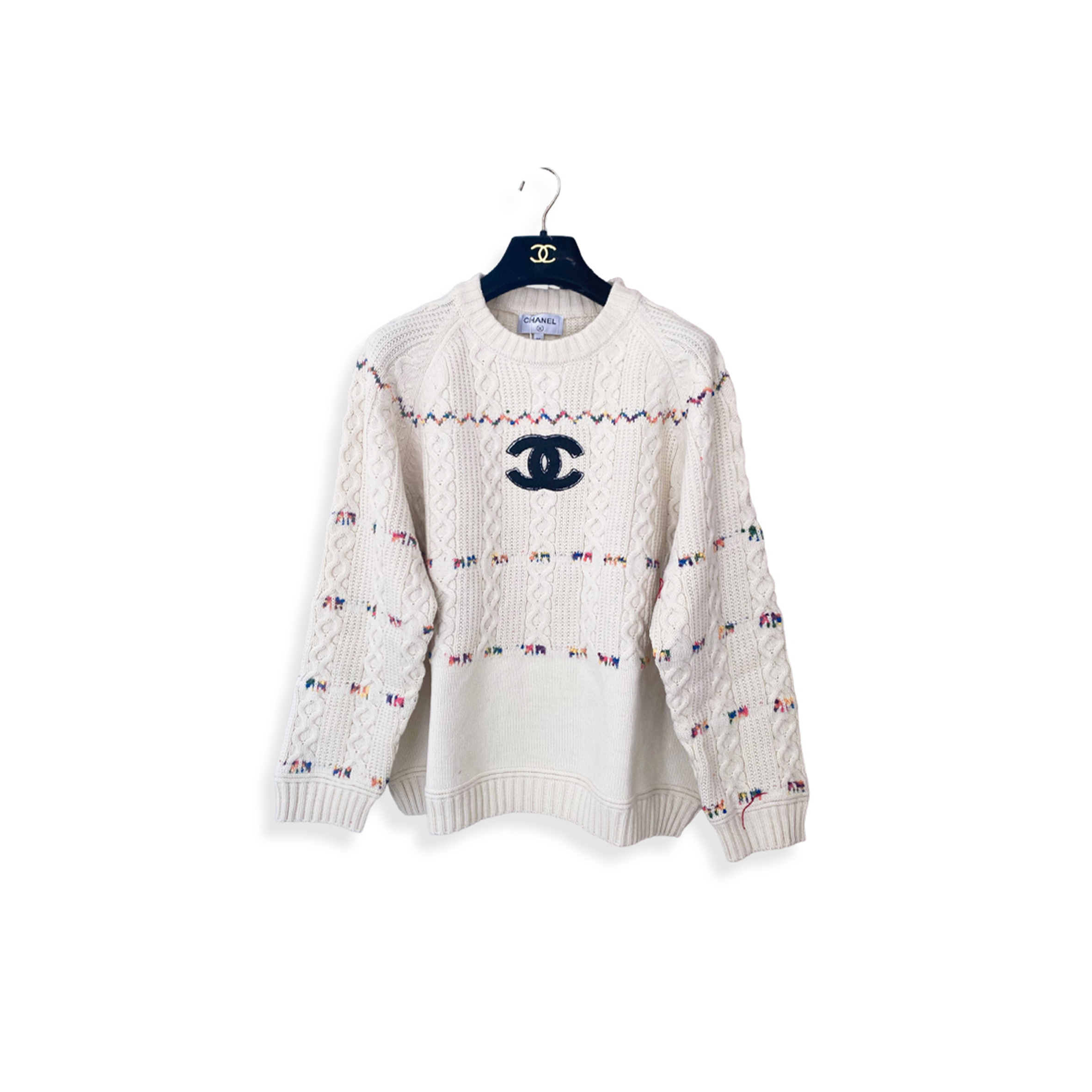 CHANE STAND-COLLAR CABLE KNIT PULLOVER LONG-SLEEVED SWEATER 